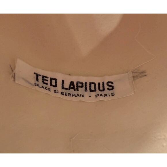 Vintage Ted Lapidus Paris Cream Wool Felt Wide Brim Hat w/Ribbon Designer France - Picture 6 of 6